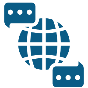 Icon of globe and speech bubbles