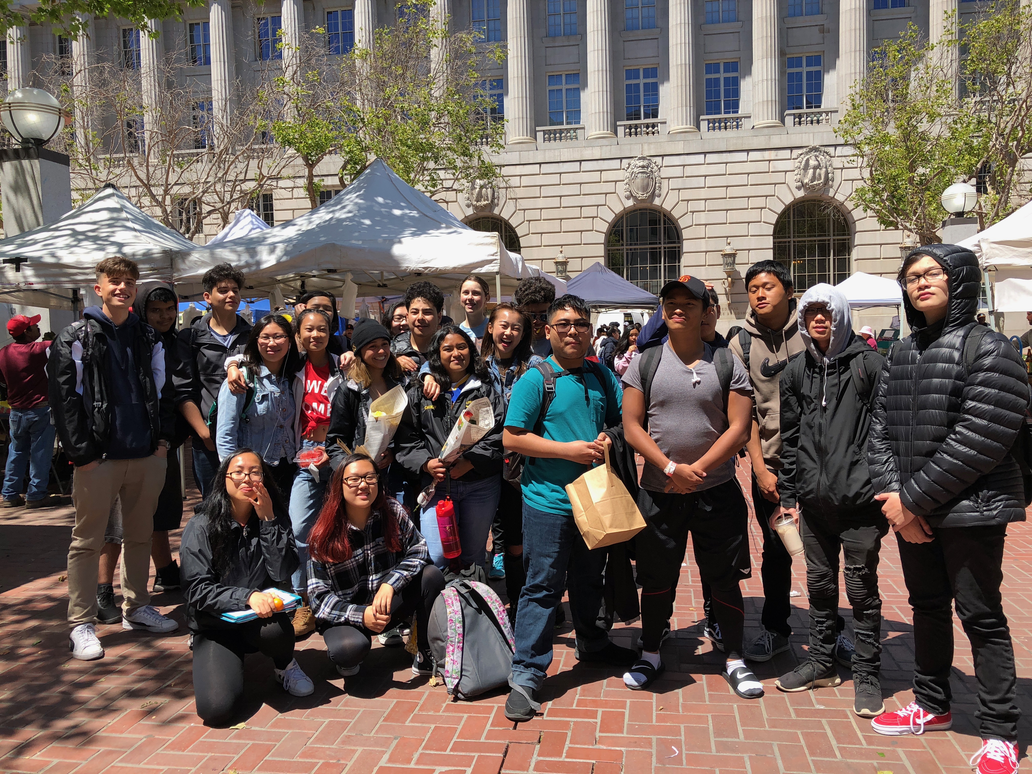 Green Academy students at the SF farmers market
