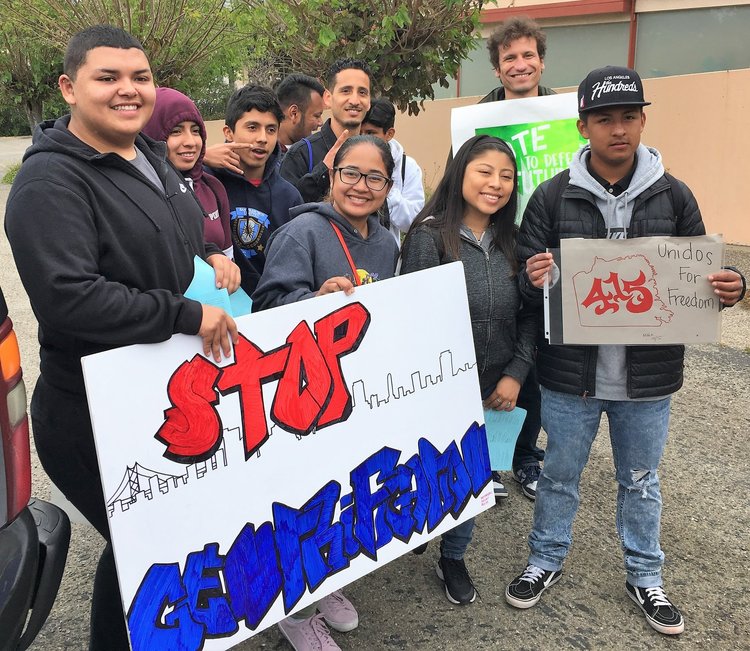 students and teachers at gentrification rally