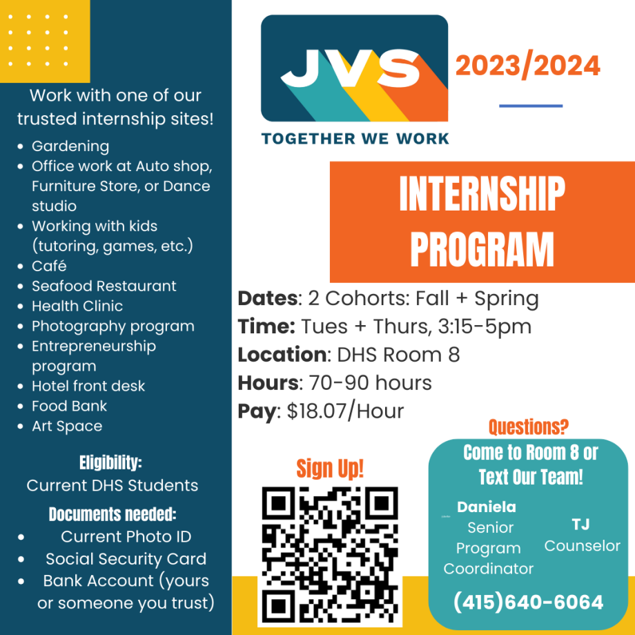 Description of JVS Internship Program with QR code to learn more