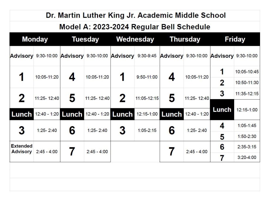 MLK MS 2023-2024 Spring Schedule