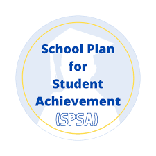SPSA spelled out, School Plan for Student Achievement with outline of student with a graduation cap