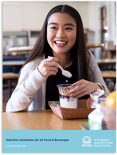 Guidelines cover image shows student eating yogurt