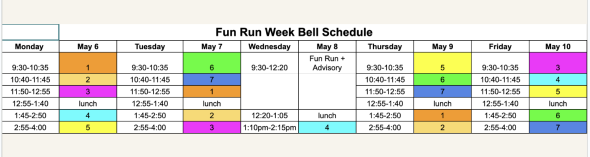 RMS bell schedule - 5K Run