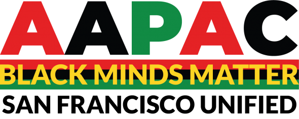 Small logo for the SFUSD African American Parent Advisory Council (Also says Black Minds Matter)