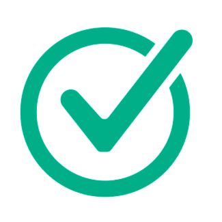 A green check mark with a outer ring surrounding it