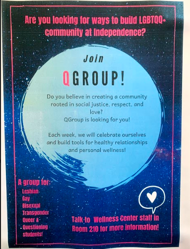 Flyer for confidential LGBTQ socio-emotional group.