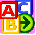 Clipart of three blocks with A, B, C and right arrow in circle 