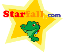 Dragon clipart in a star with Starfall.com heading 