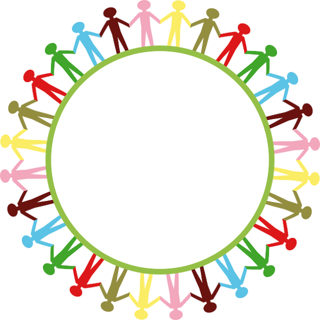 a group of people forming a circle