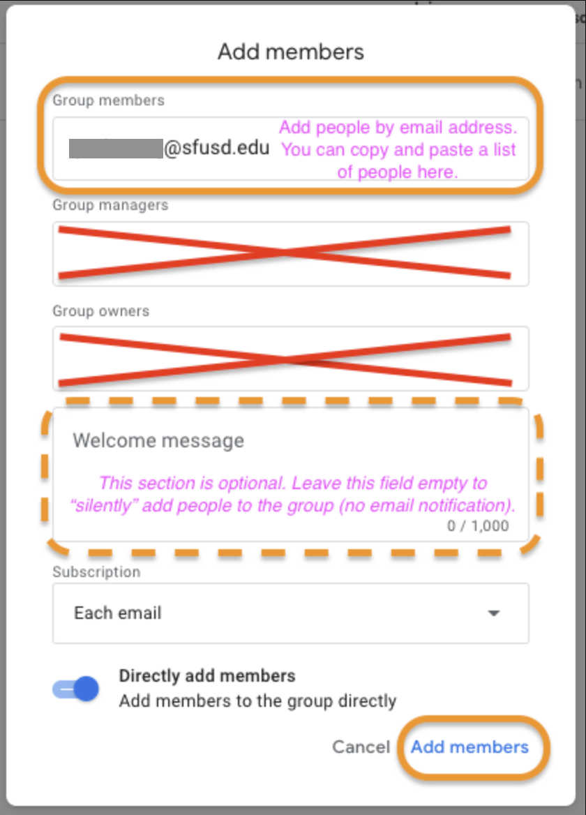 Screenshot of Google Groups interface
