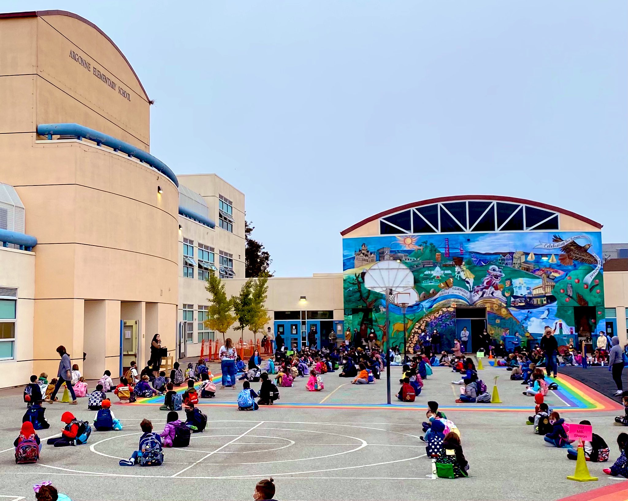 Photo of students on Argonne schoolyard.