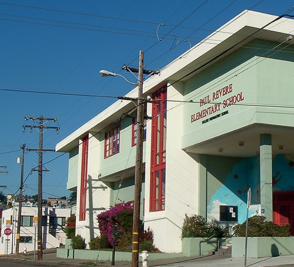 Front entrance of Paul Revere PreK-8 School Main Building