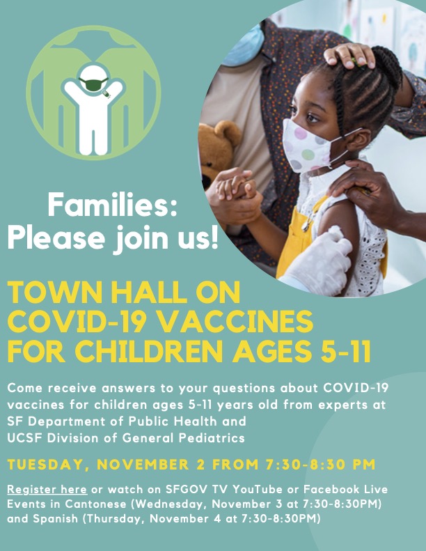 Flyer Town Hall for Child COVID Vaccine age 5-11