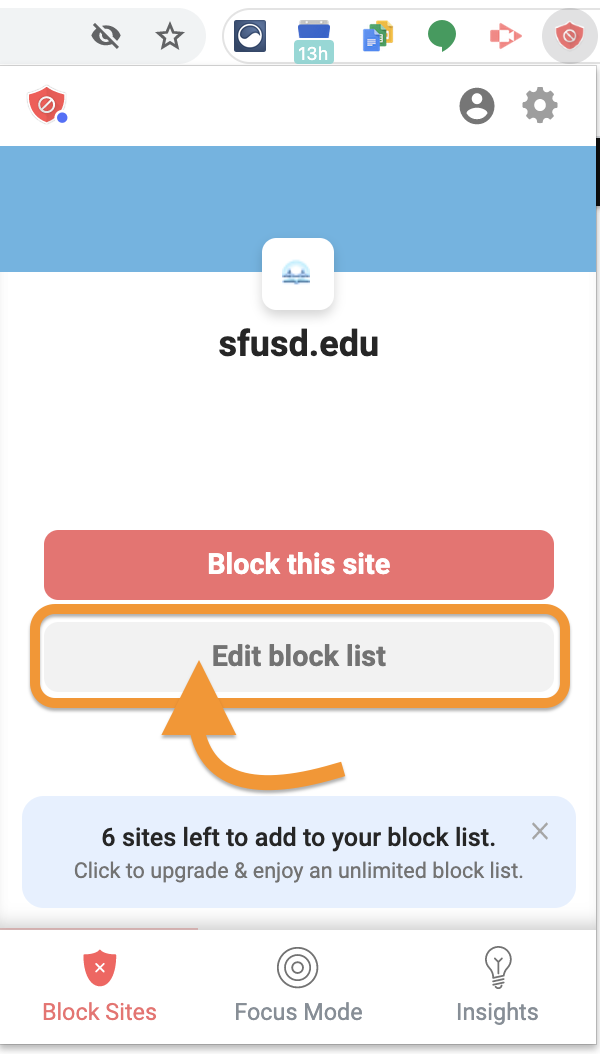 Edit block list button screenshot