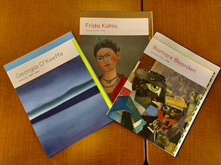 Books about Georgia O'Keeffe, Frida Kahlo, and Romare Bearden