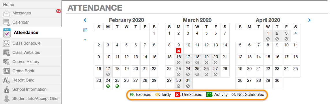 ParentVUE Attendance Tab