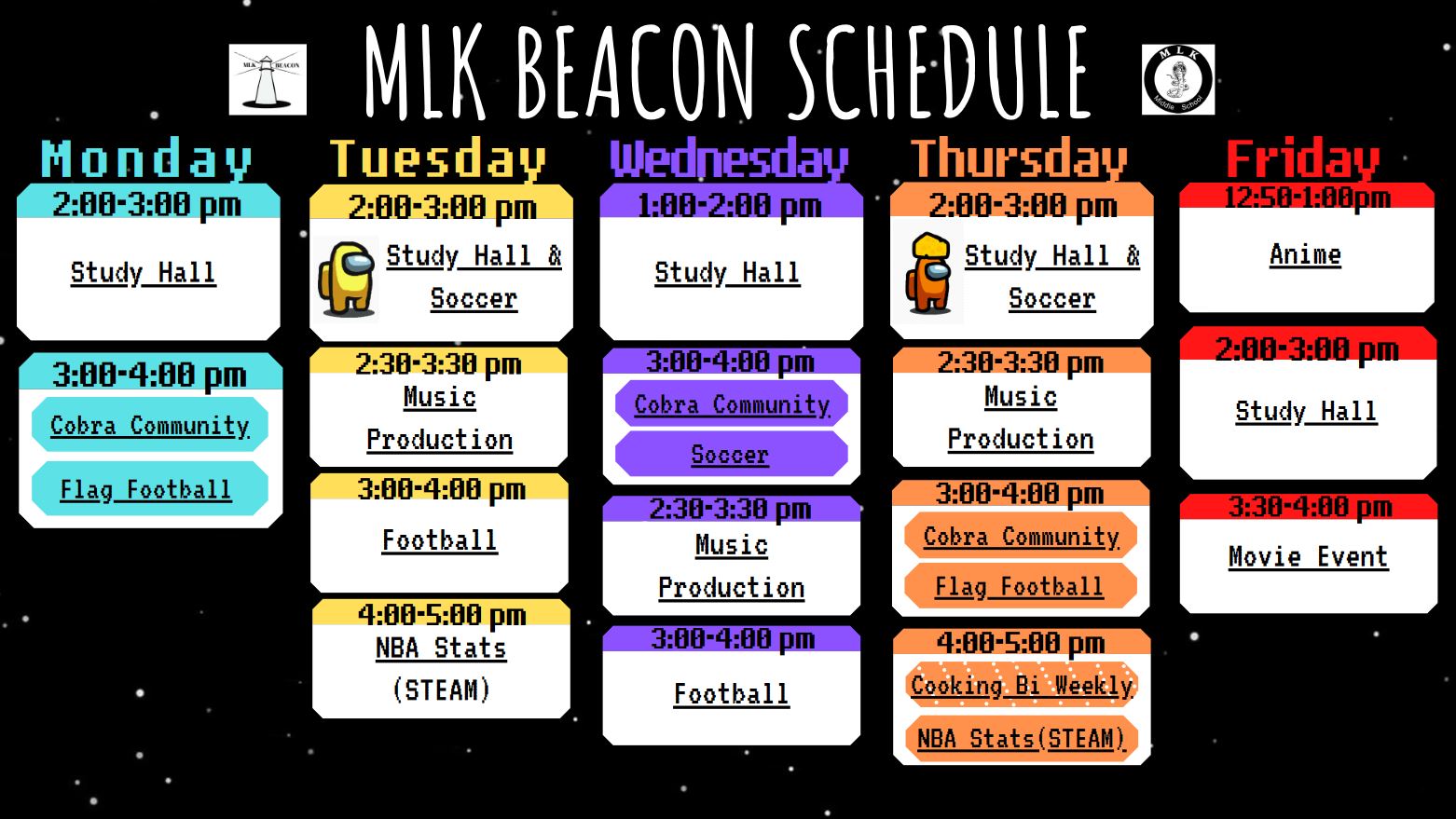 Beacon After School Schedule Spring 2021