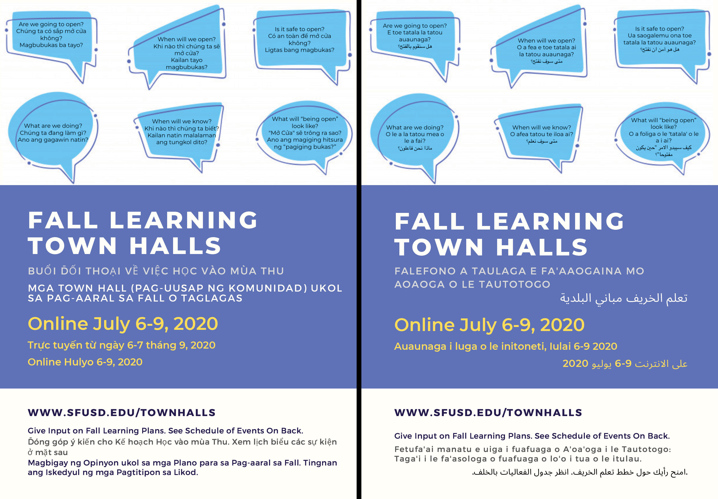 SFUSD Fall Learning Virtual Town Halls