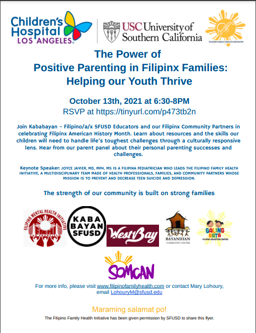 English Flyer for The Power of Positive Parenting in Flilipinx Families