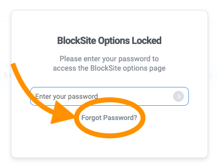 Screen capture of Forgot Password link