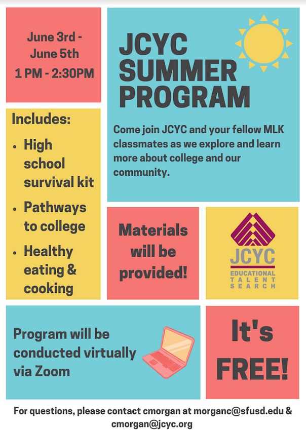 JCYC Summer Program Flyer