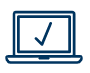 Icon of laptop with a checkmark on the screen