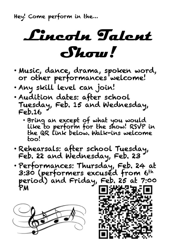 Lincoln Talent Show Advertisement