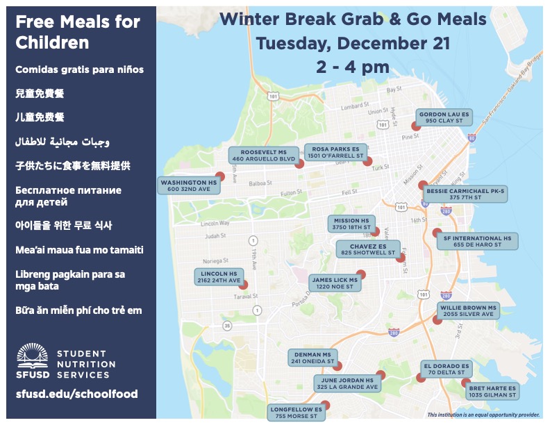 Map of Grab and Go Meals pick up locations.