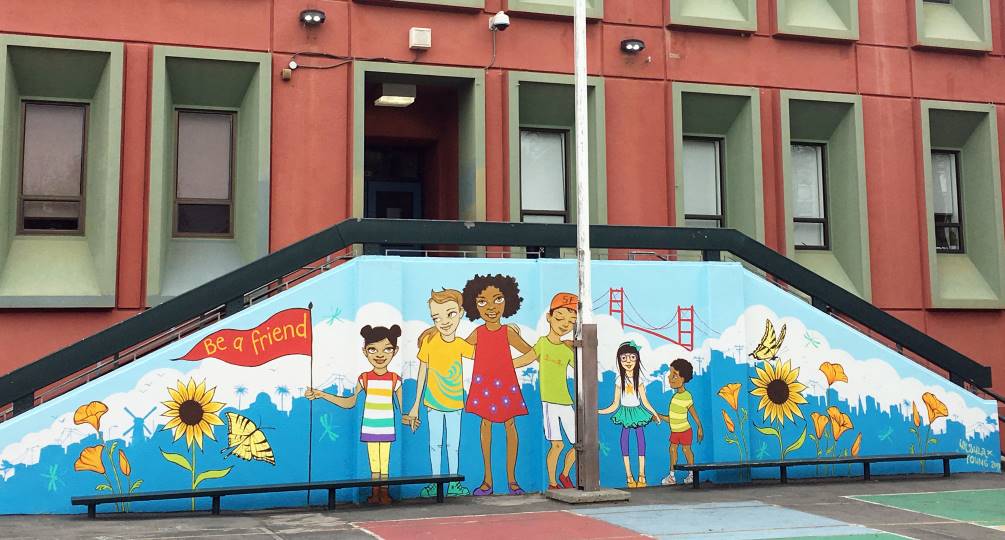 Be A Friend mural in the schoolyard