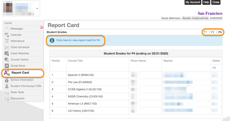 ParentVUe web report card