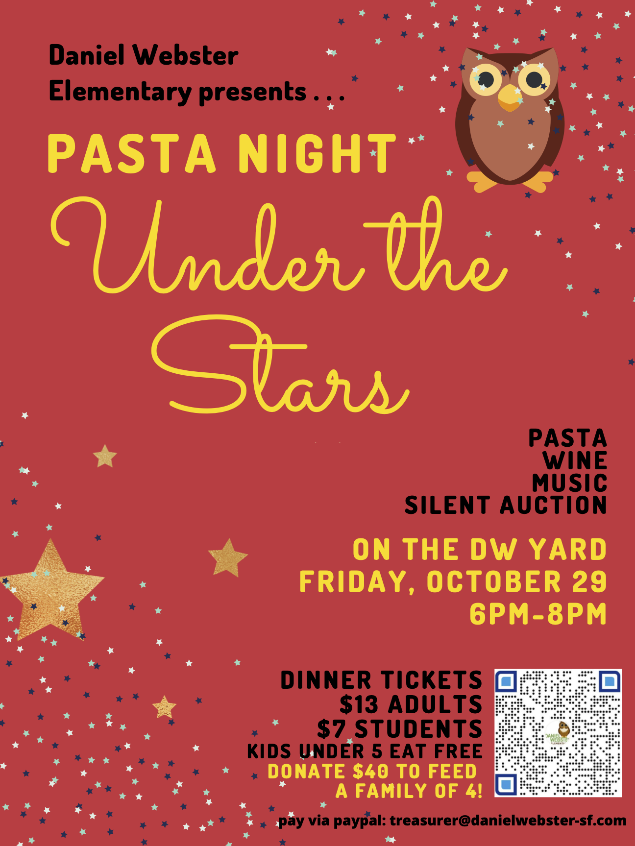 Pasta night 2021 flyer