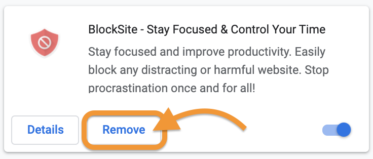 Screenshot of remove button