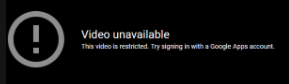 Screenshot of restricted video error message