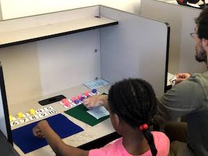 Child working at a desk