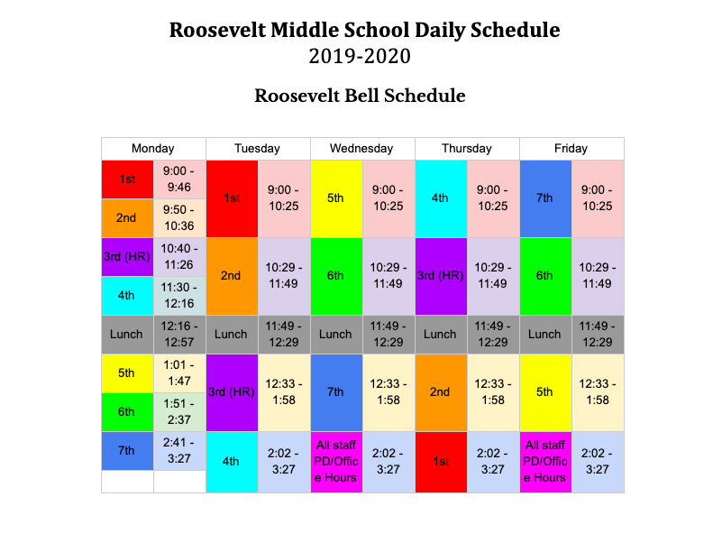 Roosevelt Bell Schedule SFUSD
