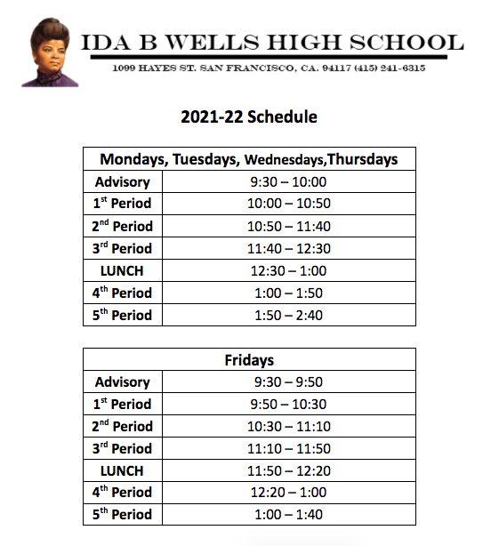 ida b wells bell schedule