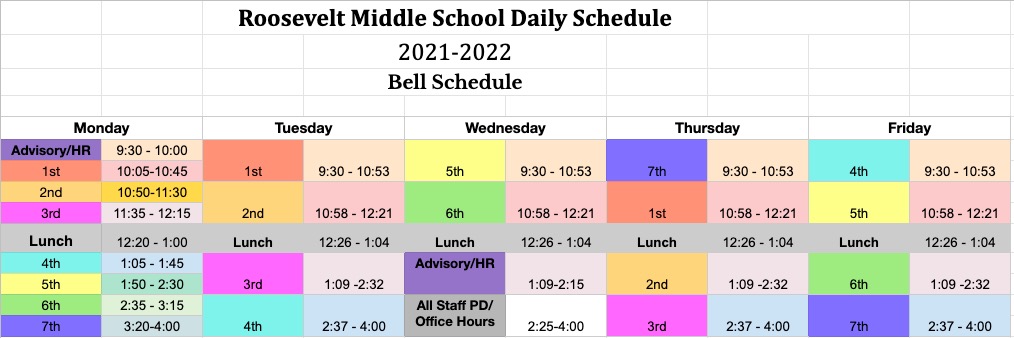 Sfusd Calendar 2022 Roosevelt Bell Schedule 2021-2022 | Sfusd