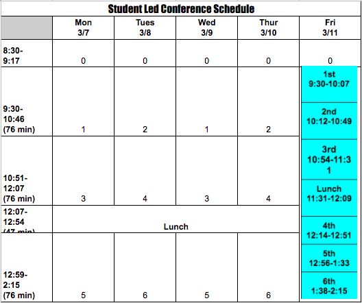 2022 Spring SLC Bell Schedule