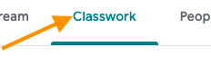 Screen capture of Google Classroom's Classwork Tab