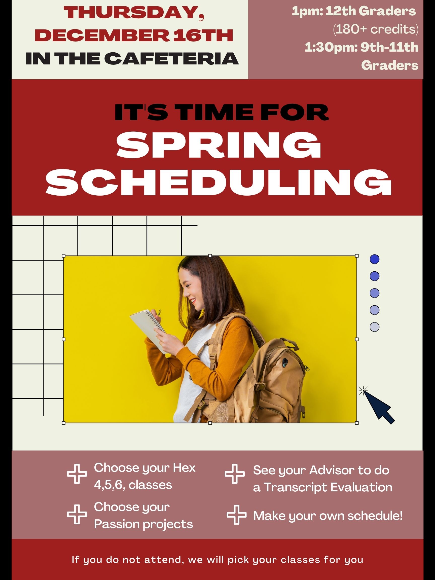 spring scheduling flyer