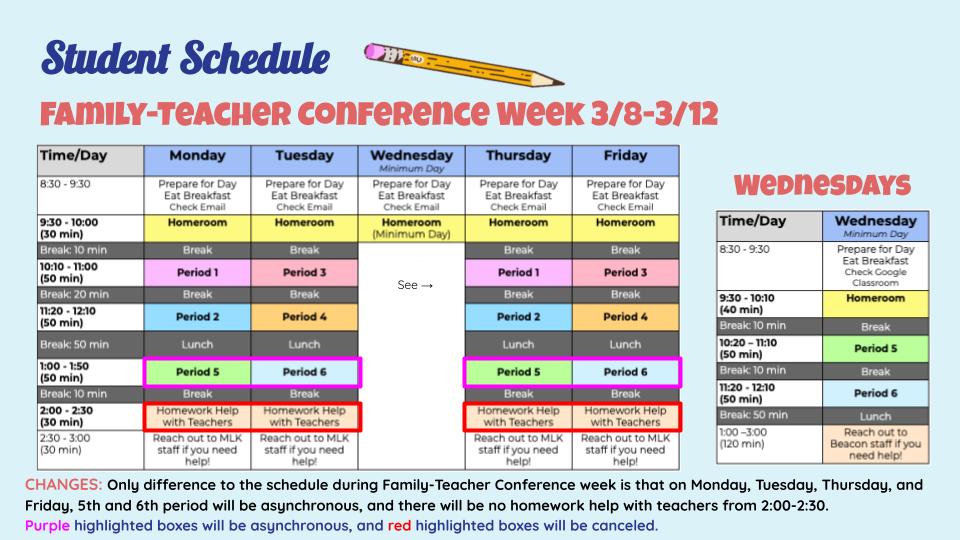 Family Conference Week Schedule Spring 2021