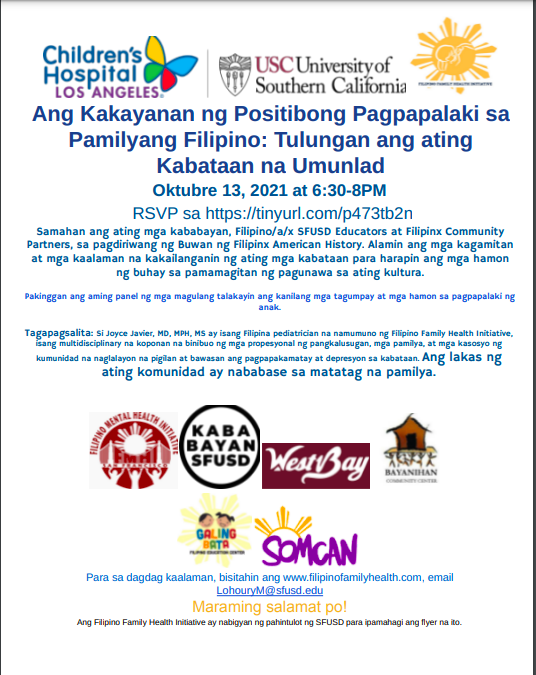 Tagalog Flyer for The Power of Positive Parenting in Filipinx Famillies