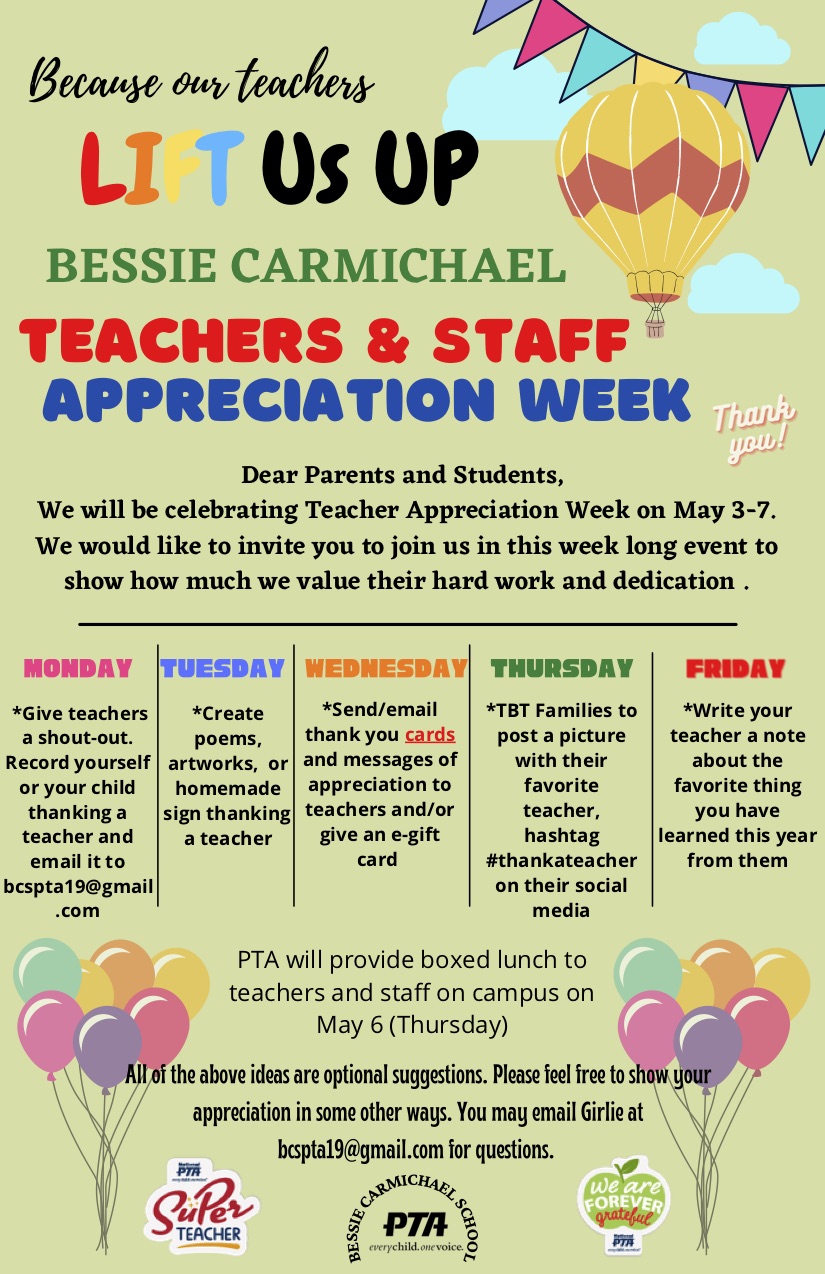 BCS PTA Teacher Appreciation Week 