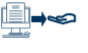 Icon of a document on a computer being put in an open hand