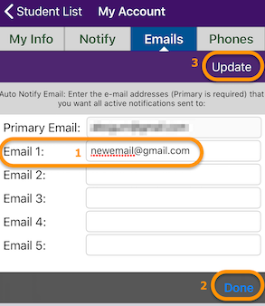 Update Email address in ParentVUE