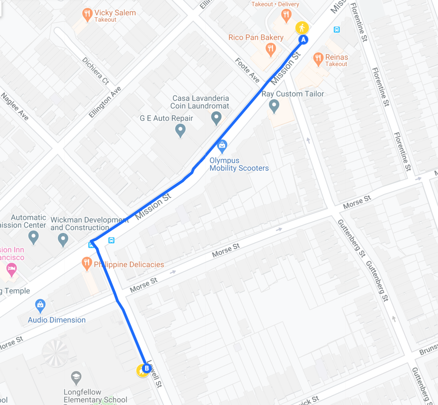 Walking school bus route map