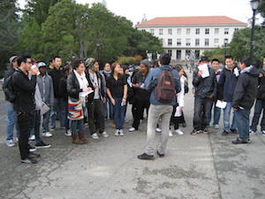 group of high schoool students visiting a university