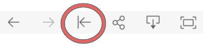 Several toolbar symbols shown, with a red circle around the arrow pointing left into a verticle line.