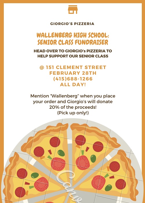Giorgio Pizza fund raiser flyer